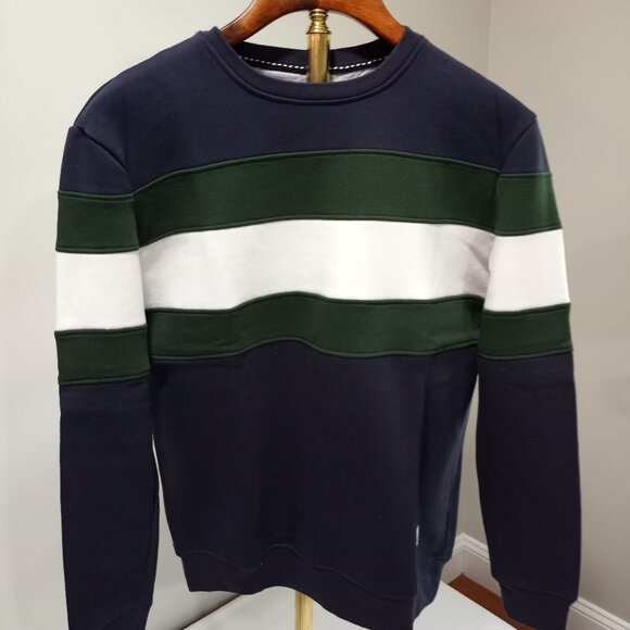 MBX COLOUR BLOCK SWEATSHIRT BLUE GREEN WHITE LONG SLEEVE CREW MEN SIZE XL - Picture 1 of 7